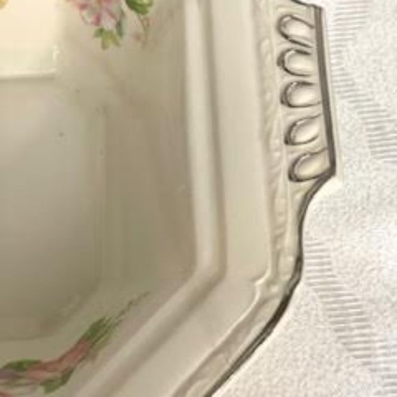 Vintage Edwin P Knowles Tureen Covered Serving Dish With Platinum Trim Serveware - Picture 8 of 16